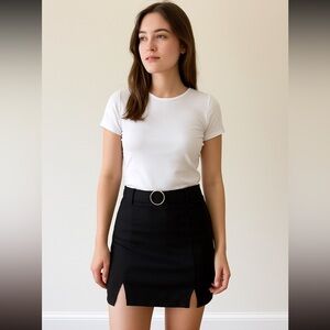 Miss Love Belted Slit Mini Skirt